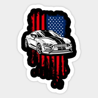 Patriotic American Flag USA V8 Muscle Car Pony Mustang GT Sticker